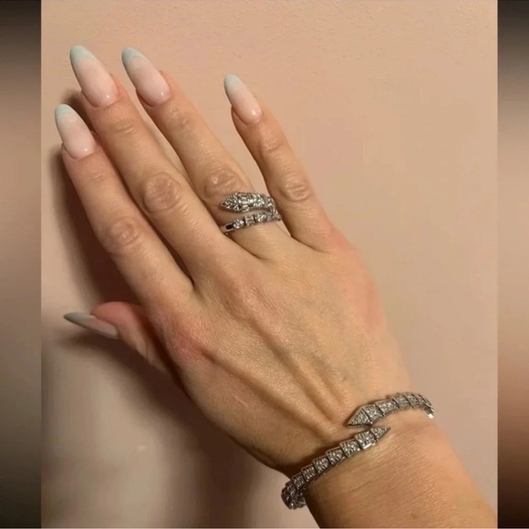 Serpenti Snake Crystal Silver Cuff Bracelet - Picture 3 of 10